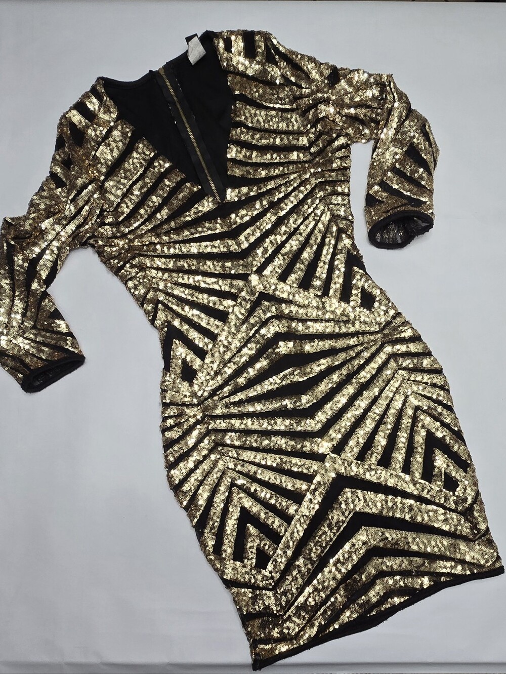Windsor Gold Sequin Long Sleeve Bodycon Dress